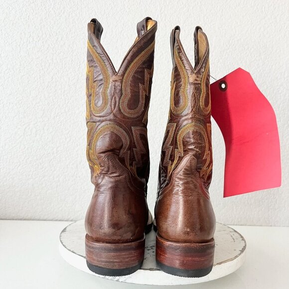 Rod Patrick Mens Cowboy Boots 13AA Perro Loco Brown Leather Western Square Toe - Picture 4 of 13